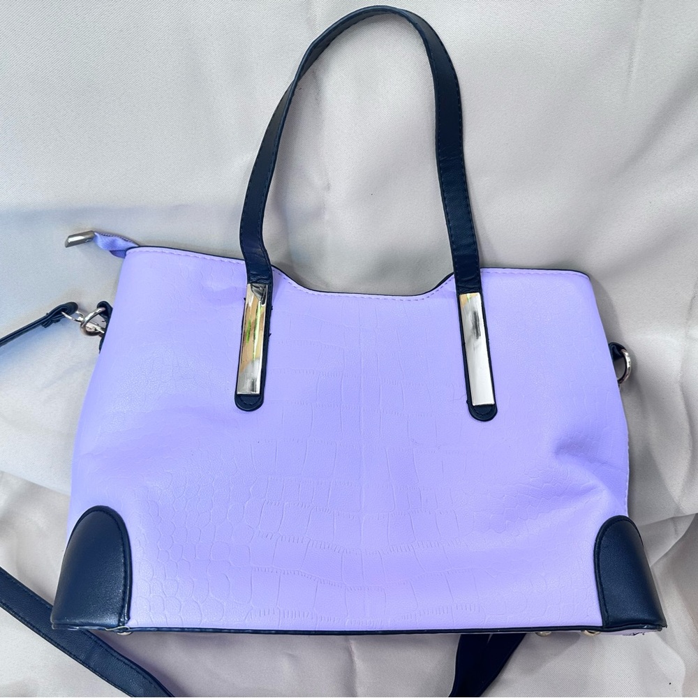 Elegant Lavender Tote Bag with Black Accents